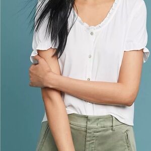 Anthropologie Dolan white button-down puff sleeve top  Size XS -NWT